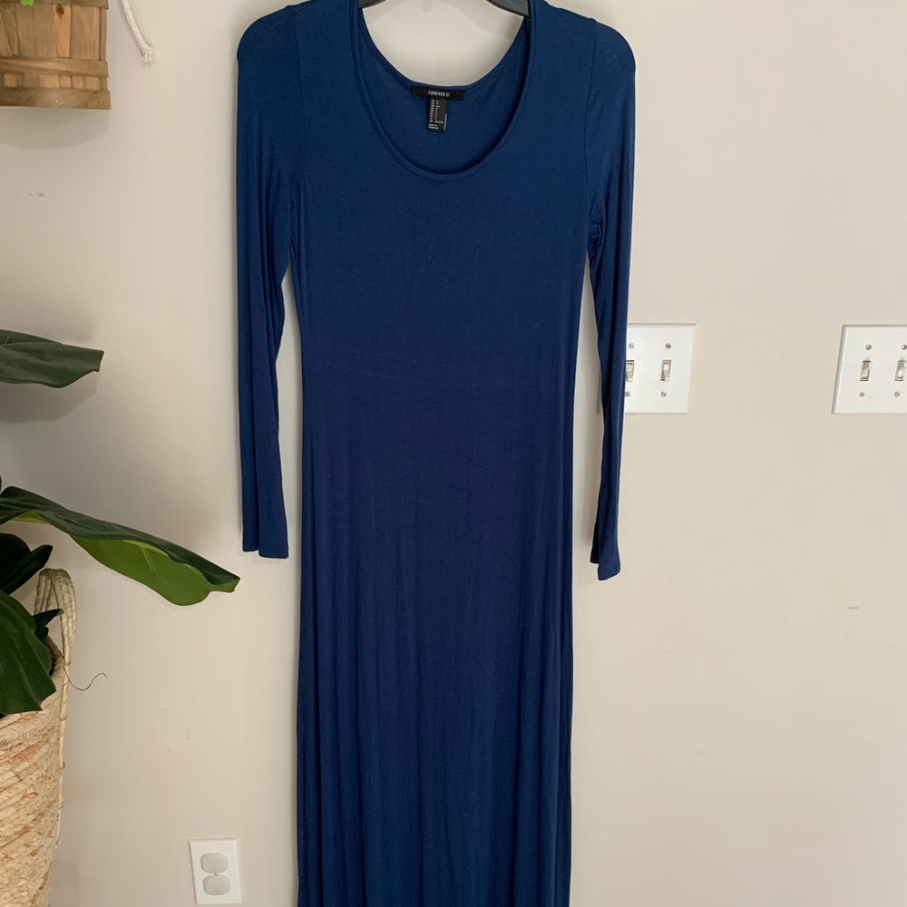 Long Sleeve Navy Blue Maxi Dress